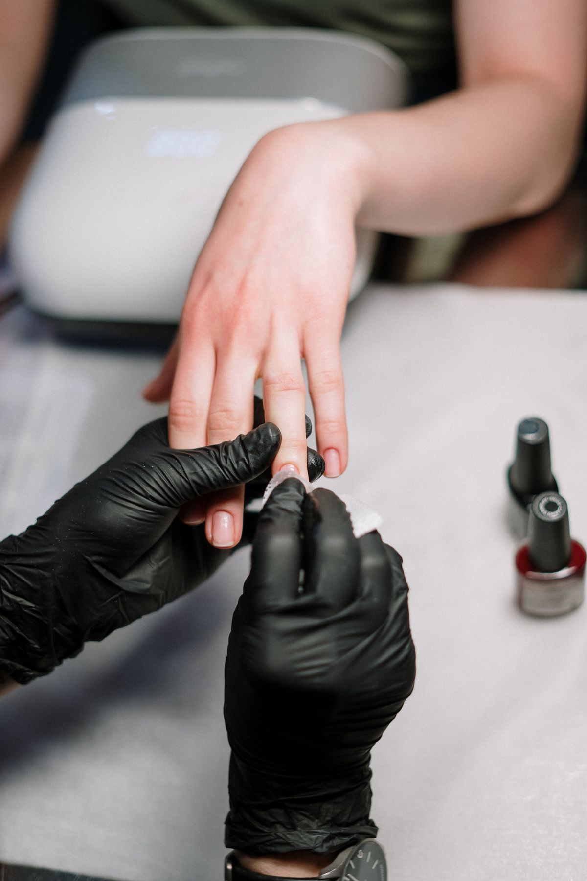 Manicure in progress at Geneva Nail Spa